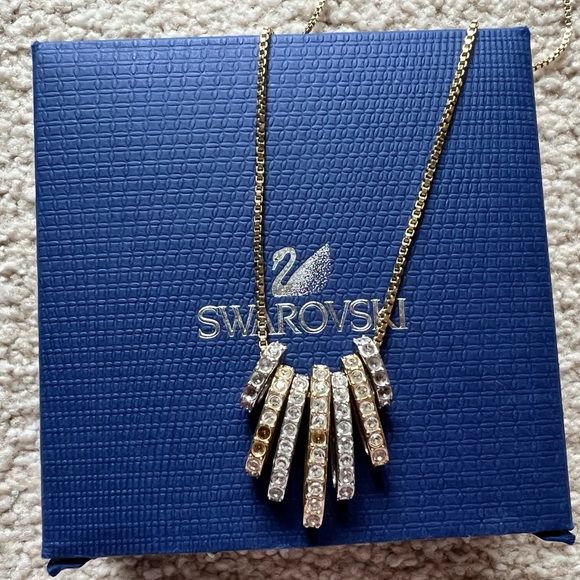 Swarovski DANCE Necklace Cry/Mix Two Tone Crystal Box Chain Rhinestones - Picture 5 of 7